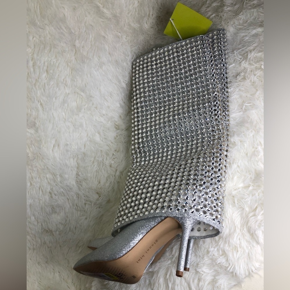 Gianni Bini Silver Crystal Heeled Boots NWT SIZE 8 - Picture 6 of 16